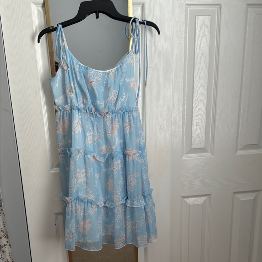 Light Blue Floral Tiered Dress